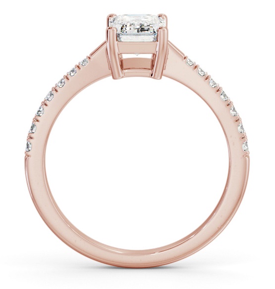 Emerald Diamond Tapered Band Engagement Ring 18K Rose Gold Solitaire ENEM35S_RG_THUMB1 