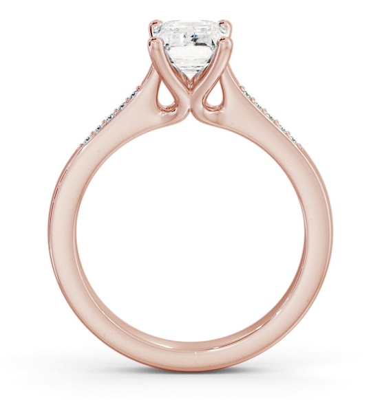 Emerald Diamond Elevated Setting Ring 9K Rose Gold Solitaire ENEM36S_RG_THUMB1 