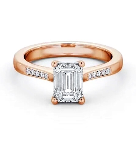 Emerald Diamond Elevated Setting Ring 18K Rose Gold Solitaire ENEM36S_RG_THUMB2 