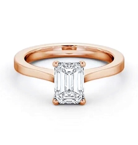 Emerald Diamond Elevated Setting Ring 18K Rose Gold Solitaire ENEM37_RG_THUMB2 