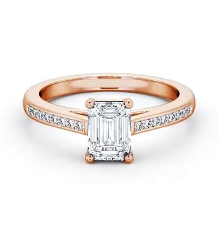 Emerald Diamond Box Style Setting Ring 9K Rose Gold Solitaire ENEM37S_RG_THUMB1