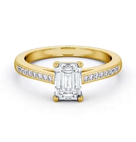 Emerald Diamond Box Style Setting Ring 9K Yellow Gold Solitaire ENEM37S_YG_THUMB1