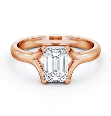 Emerald Diamond Split Trellis Design Ring 9K Rose Gold Solitaire ENEM38_RG_THUMB2 