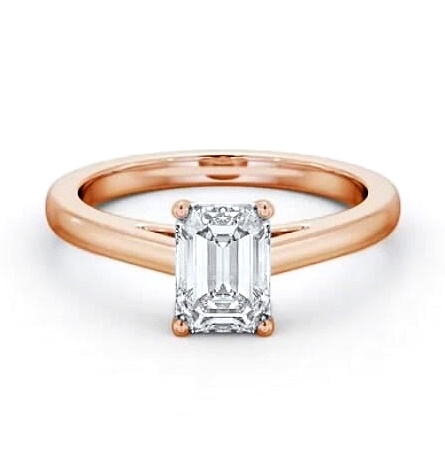 Emerald Diamond Box Style Setting Ring 9K Rose Gold Solitaire ENEM40_RG_THUMB2 