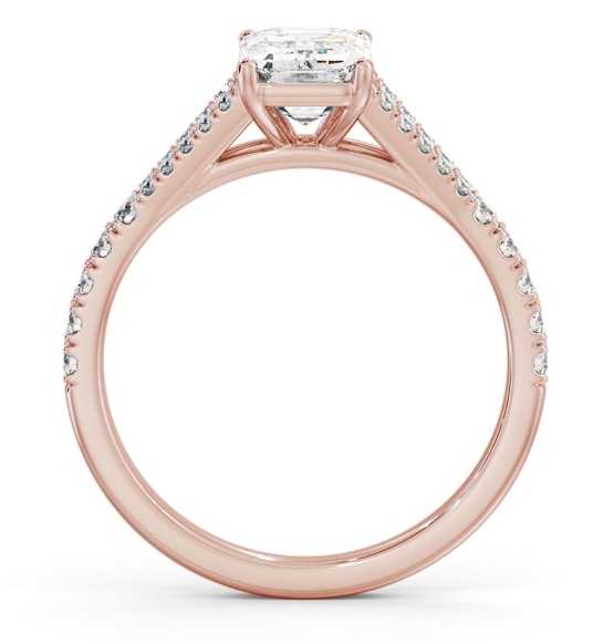 Emerald Diamond Split Band Engagement Ring 9K Rose Gold Solitaire ENEM40S_RG_THUMB1 