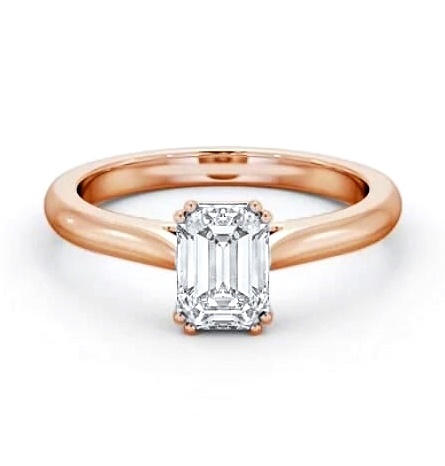 Emerald Diamond 8 Prong Engagement Ring 18K Rose Gold Solitaire ENEM41_RG_THUMB1