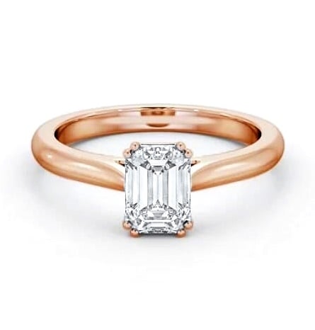 Emerald Diamond 8 Prong Engagement Ring 18K Rose Gold Solitaire ENEM41_RG_THUMB2 