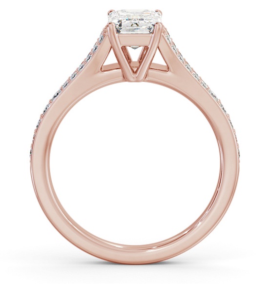 Emerald Diamond Split Channel Engagement Ring 18K Rose Gold Solitaire ENEM41S_RG_THUMB1 