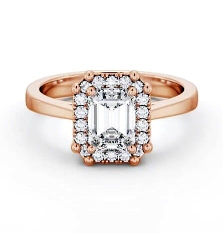 Halo Emerald Diamond Cluster Engagement Ring 9K Rose Gold ENEM42_RG_THUMB1