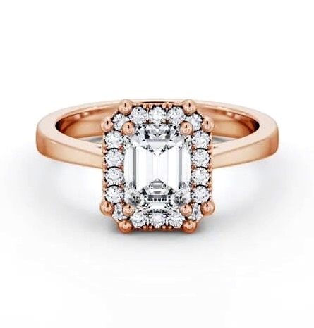 Halo Emerald Diamond Cluster Engagement Ring 9K Rose Gold ENEM42_RG_THUMB2 