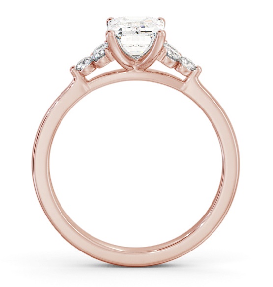 Emerald Ring 9K Rose Gold Solitaire with Three Round Diamonds ENEM44S_RG_THUMB1 