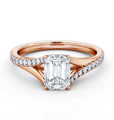 Emerald Ring 18K Rose Gold Solitaire with Offset Side Stones ENEM49S_RG_THUMB2 