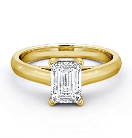 Emerald Diamond 4 Prong Engagement Ring 9K Yellow Gold Solitaire ENEM4_YG_THUMB1