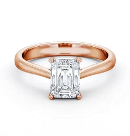 Emerald Diamond Classic 4 Prong Ring 18K Rose Gold Solitaire ENEM50_RG_THUMB2 