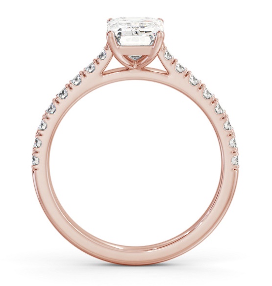 Emerald Diamond 4 Prong Engagement Ring 9K Rose Gold Solitaire ENEM51S_RG_THUMB1 