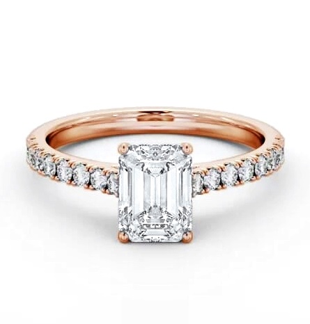 Emerald Diamond 4 Prong Engagement Ring 18K Rose Gold Solitaire ENEM51S_RG_THUMB2 