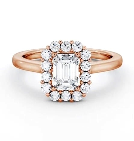 Halo Emerald Diamond Elegant Style Engagement Ring 9K Rose Gold ENEM52_RG_THUMB1