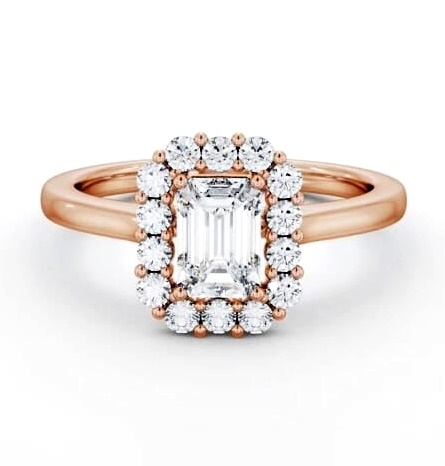 Halo Emerald Diamond Elegant Style Engagement Ring 18K Rose Gold ENEM52_RG_THUMB2 