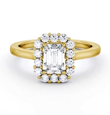 Halo Emerald Diamond Elegant Style Engagement Ring 9K Yellow Gold ENEM52_YG_THUMB1