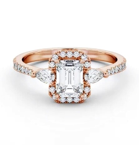 Halo Emerald with Pear Diamond Engagement Ring 9K Rose Gold ENEM53_RG_THUMB2 