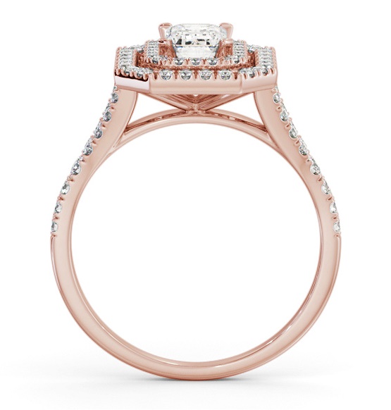 Double Halo Emerald Diamond Engagement Ring 9K Rose Gold ENEM55_RG_THUMB1 