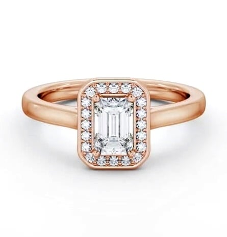 Emerald Diamond with A Channel Set Halo Engagement Ring 9K Rose Gold ENEM56_RG_THUMB1