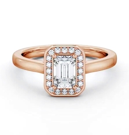 Emerald Diamond with A Channel Set Halo Engagement Ring 18K Rose Gold ENEM56_RG_THUMB2 