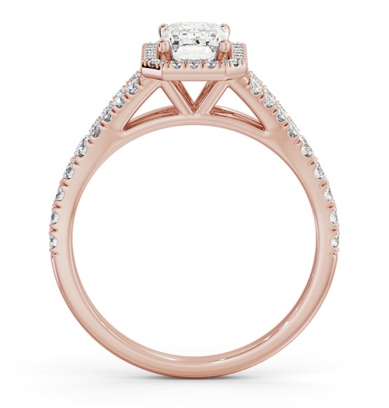 Halo Emerald Diamond Split Band Engagement Ring 18K Rose Gold ENEM59_RG_THUMB1 