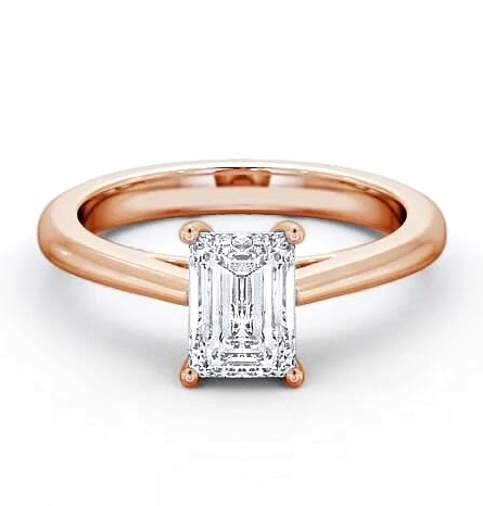 Emerald Diamond Classic Style Engagement Ring 9K Rose Gold Solitaire ENEM6_RG_THUMB2 