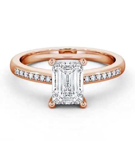 Emerald Diamond Sleek Design Engagement Ring 18K Rose Gold Solitaire ENEM7S_RG_THUMB1