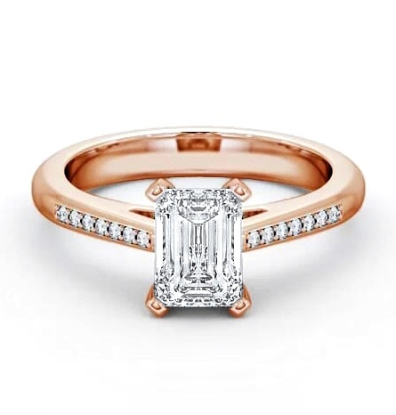 Emerald Diamond 4 Prong Engagement Ring 9K Rose Gold Solitaire ENEM8S_RG_THUMB2 