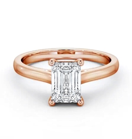 Emerald Diamond Traditional Style Ring 9K Rose Gold Solitaire ENEM9_RG_THUMB1