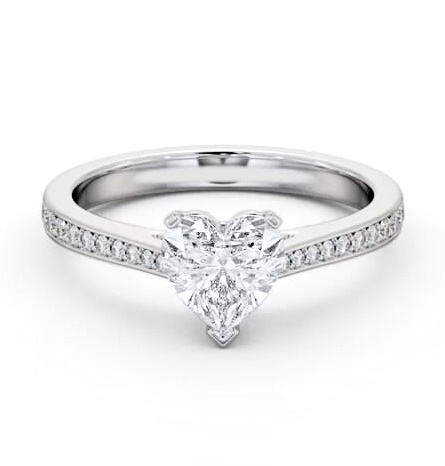 Heart Diamond 3 Prong Engagement Ring Platinum Solitaire with Channel ENHE18S_WG_THUMB1