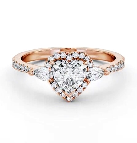 Halo Heart with Pear Diamond Engagement Ring 9K Rose Gold ENHE23_RG_THUMB1