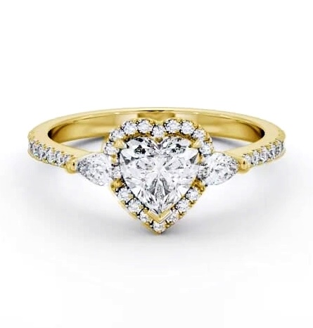 Halo Heart with Pear Diamond Engagement Ring 9K Yellow Gold ENHE23_YG_THUMB1