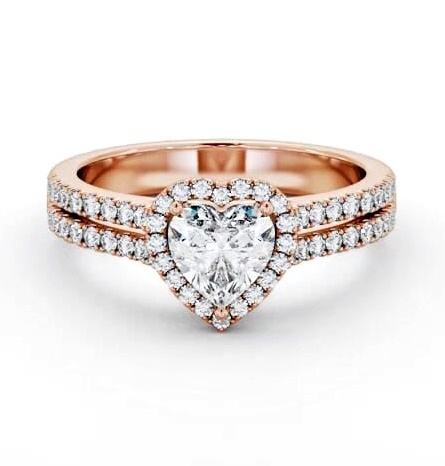 Halo Heart Diamond Split Band Engagement Ring 9K Rose Gold ENHE24_RG_THUMB1