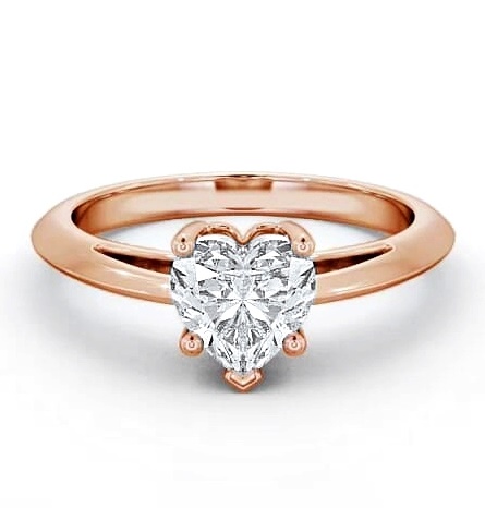 Heart Diamond 5 Prong Engagement Ring 18K Rose Gold Solitaire ENHE5_RG_THUMB1