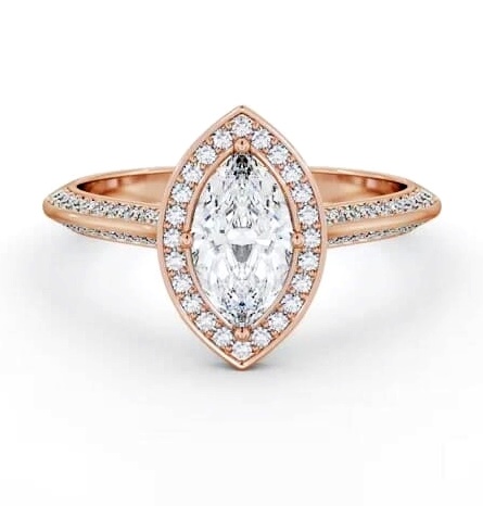 Halo Marquise Diamond with Knife Edge Band Ring 18K Rose Gold ENMA39_RG_THUMB1