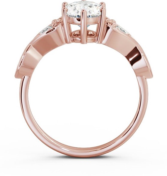 Oval Diamond with Heart Band Engagement Ring 18K Rose Gold Solitaire ENOV11S_RG_THUMB1 