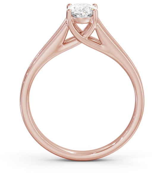 Oval Diamond Split Band Engagement Ring 18K Rose Gold Solitaire ENOV21_RG_THUMB1 