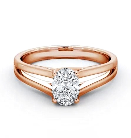 Oval Diamond Split Band Engagement Ring 9K Rose Gold Solitaire ENOV21_RG_THUMB1