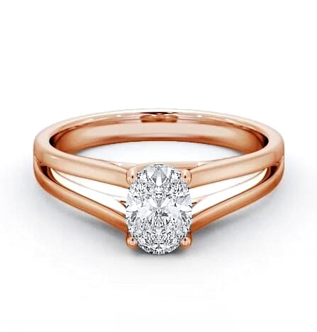 Oval Diamond Split Band Engagement Ring 9K Rose Gold Solitaire ENOV21_RG_THUMB2 