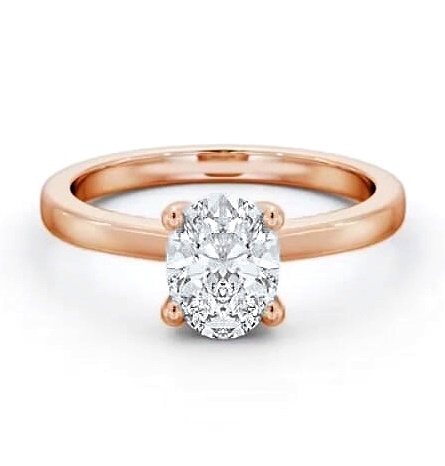 Oval Diamond Classic 4 Prong Engagement Ring 18K Rose Gold Solitaire ENOV22_RG_THUMB2 