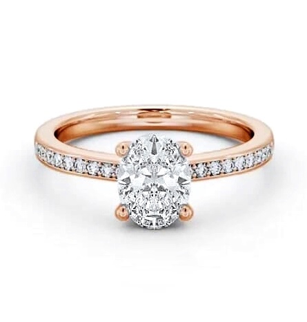 Oval Diamond 4 Prong Engagement Ring 18K Rose Gold Solitaire ENOV23S_RG_THUMB2 