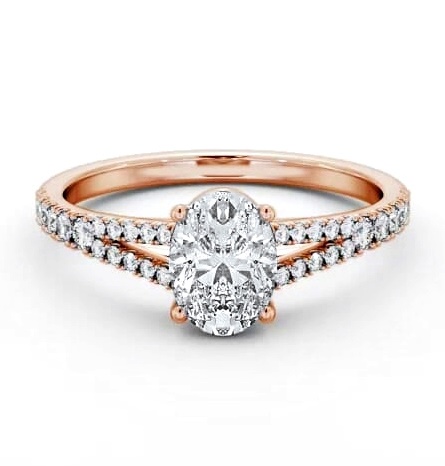 Oval Diamond Split Band Engagement Ring 9K Rose Gold Solitaire ENOV27S_RG_THUMB2 