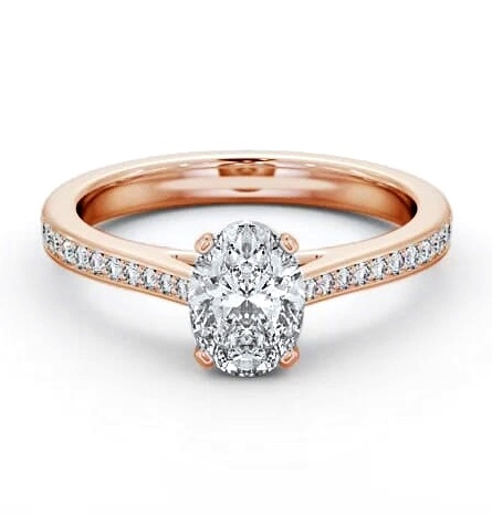 Oval Diamond 4 Prong Engagement Ring 9K Rose Gold Solitaire ENOV32S_RG_THUMB1