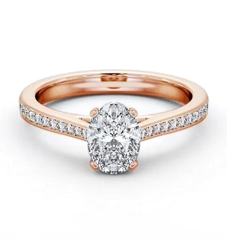 Oval Diamond 4 Prong Engagement Ring 18K Rose Gold Solitaire ENOV32S_RG_THUMB2 