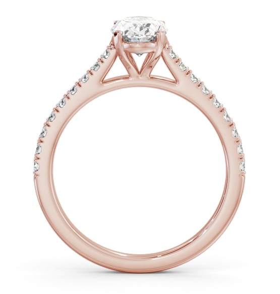 Oval Diamond 4 Prong Engagement Ring 9K Rose Gold Solitaire ENOV33S_RG_THUMB1 