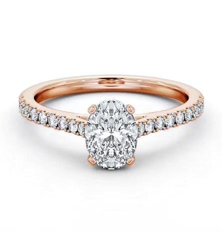 Oval Diamond 4 Prong Engagement Ring 9K Rose Gold Solitaire ENOV33S_RG_THUMB2 