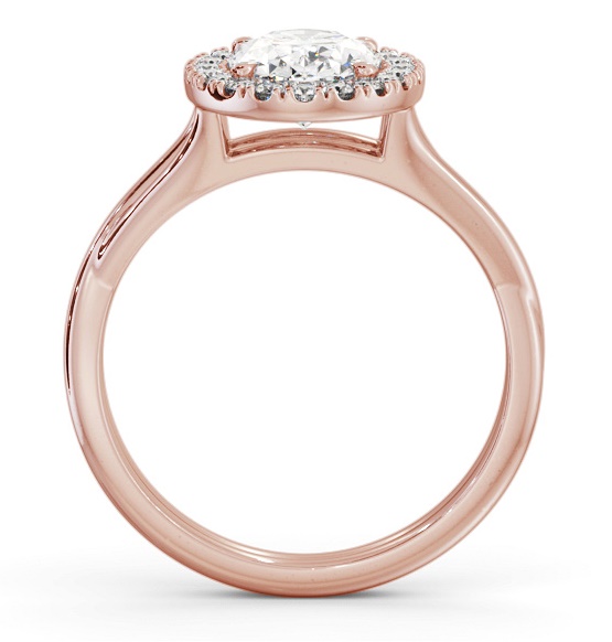 Halo Oval Diamond Crossover Band Engagement Ring 9K Rose Gold ENOV34_RG_THUMB1 